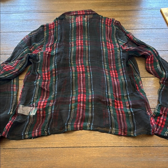 J. Crew Ruffle-front top in tartan crinkle cupro Size 0 - Picture 9 of 9